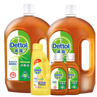 Dettol 滴露 消毒液 1.5L*2瓶+消毒液 100ml*2瓶+超浓缩衣物除菌液 180ml