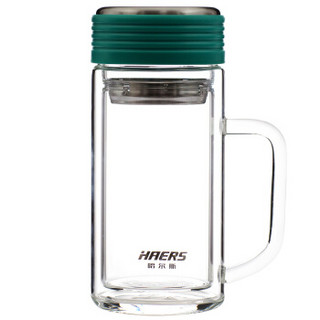 HAERS 哈尔斯 玻璃茶杯 带手柄 绿色 400ml