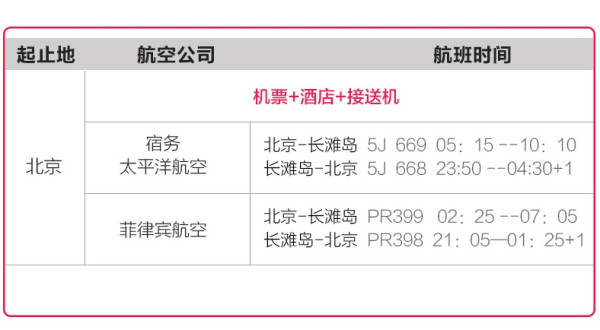 宿高星酒店!北京-菲律宾长滩岛6-7天自由行
