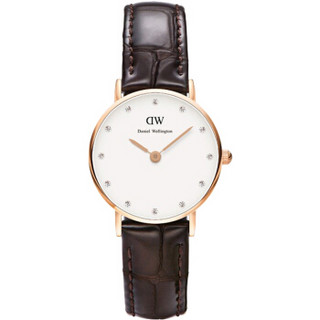 Daniel Wellington 丹尼尔惠灵顿 Classy系列 DW00100061 女士石英手表 26mm 白盘 棕色牛皮带 圆形