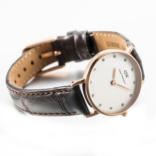 Daniel Wellington 丹尼尔惠灵顿 Classy系列 DW00100061 女士石英手表 26mm 白盘 棕色牛皮带 圆形