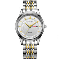 ROSSINI 罗西尼 514573W01A 情侣石英表-男表 钨钢上套间金 双历