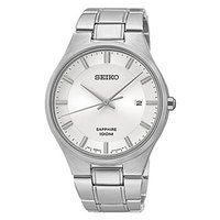 SEIKO 精工 SGEH27J1 男士时尚石英表 防水钢带 39mm 银色 银色 不锈钢