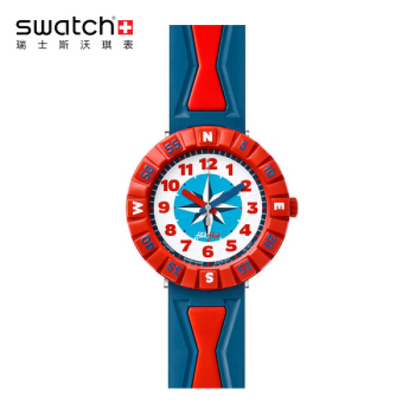 swatch 斯沃琪 zfcsp061 儿童石英手表 活力时光 深红指南针