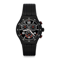 swatch 斯沃琪 金属系列 YVB404 男士石英腕表 43mm 黑色 黑色 橡胶