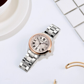 CITIZEN 西铁城 xC系列 CB1106-51W 女士光动能手表 36.2mm 粉盘 银色舒博钛表带 圆形