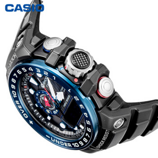 CASIO 卡西欧 G-SHOCK GWN-1000B-1BDR 男士运动石英表 双显 防水 55.8mm 黑色 黑色 树脂