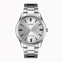 CASIO 卡西欧 大众指针系列  MTP-V005D-7AUDF 男士石英表 防水 钢带 39.5mm 白色 银色 不锈钢