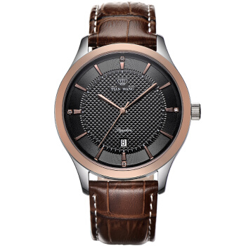 TIAN WANG 天王 GS3754TP/D 男士皮带石英表 黑色