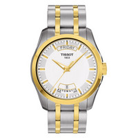 TISSOT 天梭 时尚系列 T035.407.22.011.00 男士机械腕表 39mm 白色 间金色 间金精钢