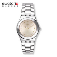 swatch 斯沃琪 IRONY 金属系列 YLS197G 圆萌黄点 女士石英腕表