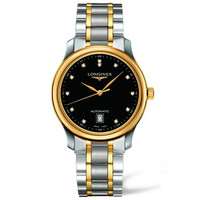 LONGINES 浪琴 名匠系列 L2.628.5.57.7 男士机械腕表 38.5mm 黑色 不锈钢 间金色 间金不锈钢