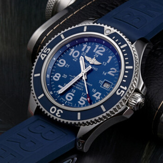 BREITLING 百年灵 超级海洋系列 A17365D1-C915-148S 男士机械腕表 42mm 蓝色 蓝色 橡胶