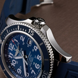 BREITLING 百年灵 超级海洋系列 A17365D1-C915-148S 男士机械腕表 42mm 蓝色 蓝色 橡胶