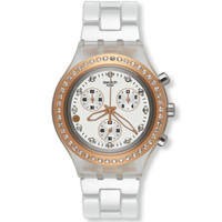 二手99成新 斯沃琪(Swatch)瑞士手表 纯尚三眼计时系列石英中性表纯尚惊异玫瑰SVCK4067AG