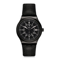 swatch 斯沃琪 装置51系列   YIB400 时尚自动机械男表 黑色 王俊凯同款 42mm 黑色 黑色 牛皮