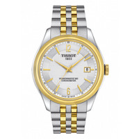 TISSOT 天梭 宝环系列 T108.408.22.037.00 男士机械腕表 41mm 银色 间金色 不锈钢PVD镀金