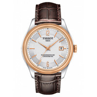 TISSOT 天梭 宝环系列 T108.408.26.037.00 男士机械腕表 41mm 银色 棕色 皮质