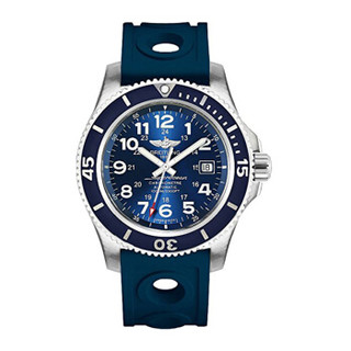 BREITLING 百年灵 海洋系列 A17392D8-C910-228S 男士机械腕表 44mm 蓝色 蓝色 橡胶