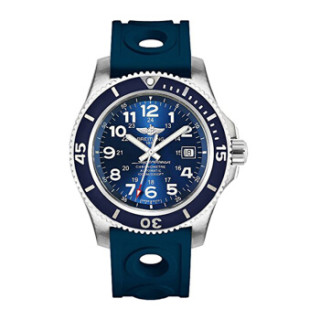 BREITLING 百年灵 海洋系列 A17392D8-C910-228S 男士机械腕表 44mm 蓝色 蓝色 橡胶