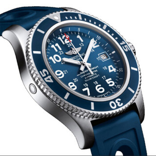 BREITLING 百年灵 海洋系列 A17392D8-C910-228S 男士机械腕表 44mm 蓝色 蓝色 橡胶