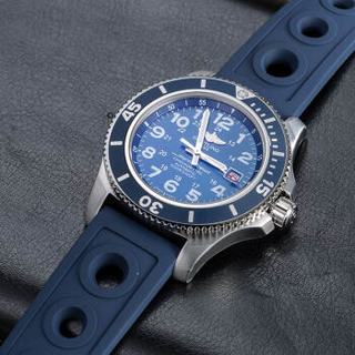 BREITLING 百年灵 海洋系列 A17392D8-C910-228S 男士机械腕表 44mm 蓝色 蓝色 橡胶