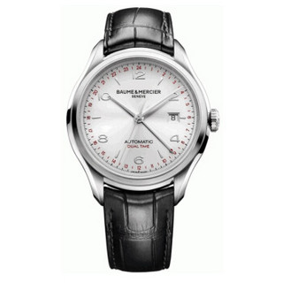 BAUME & MERCIER 名士 克里顿系列 M0A10112 男士机械手表 43mm 银色 黑色 鳄鱼皮