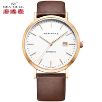 SEA-GULL 海鸥 SeaGull 海鸥 ZERO系列 519.12.5113 男士自动机械表  白盘 金圈 棕色皮带