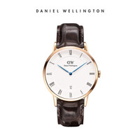 DanielWellington 丹尼尔惠灵顿 DW00100085 男士石英表 38mm金色边皮带 日历