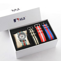 MLB 美国职棒大联盟 鸡尾酒系列 MLB-TP002-2 情侣石英表 尼龙表带 防水夜光 全钢表壳