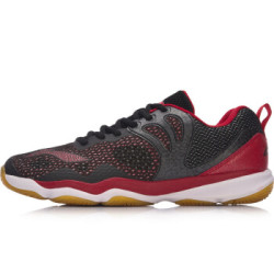 LI-NING 李宁 AYTN015-4 羽毛球系列 男子羽毛球训练鞋 标准黑/公牛红 43.5码