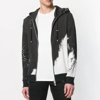 BALMAIN S8H6641I146 男士图案拉链连帽衫