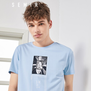 Semir 森马 19038001213 男士短袖T恤 冰蓝 XS