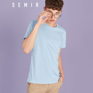 Semir 森马 19018001233 男士圆领短袖T恤 冰蓝 S