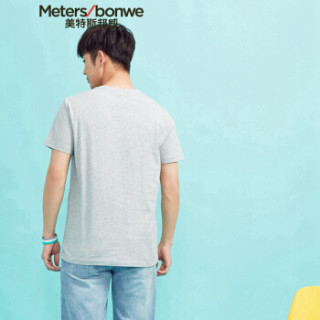 Meters bonwe 美特斯邦威 601841 男士趣味图案短袖T恤 中花灰 165/88