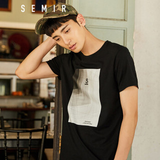 Semir 森马 19048001243 男士印花短袖T恤 黑色 XS