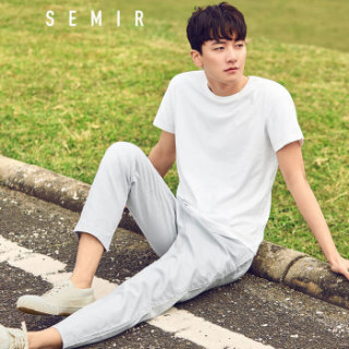 Semir 森马 19018001233 男士圆领短袖T恤 本白 S