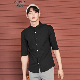 Semir 森马 17316051005 男士中袖衬衫 黑色 L