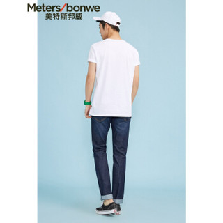 Meters bonwe 美特斯邦威 226250 男士净色圆领T恤 漂白 180/100