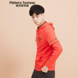  Meters bonwe 美特斯邦威 601934 男士印花假两件卫衣 实样红 165/88A