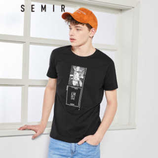 Semir 森马 19038001213 男士短袖T恤 黑色 XS