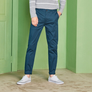 Semir 森马 13316271201 男士纯色修身休闲长裤 深蓝 34