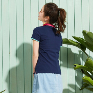 Semir 森马 19037000601 女士短袖Polo衫 深蓝 XL