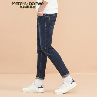  Meters bonwe 美特斯邦威 602053 男士修身牛仔长裤 深蓝 175/80A