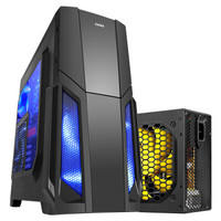 先马(SAMA)风暴5黑套装 电脑机箱配额定270W台式机电源 USB3.0 侧透 /支持ATX主板 固态硬盘 长显卡 背线