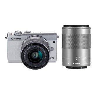 Canon 佳能 EOS M100 双镜头无反套机（15-45mm+55-200mm）白色