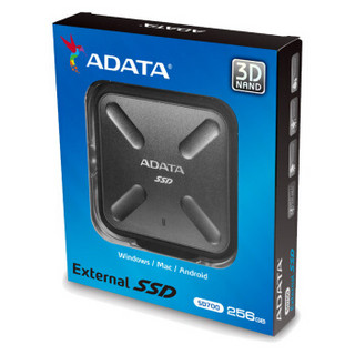 ADATA 威刚 SD700 USB3.1 IP68 移动固态硬盘 256GB 黑色