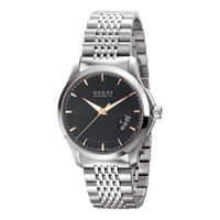 GUCCI 古驰 YA126420 男士机械手表 38mm 黑色 银色 不锈钢