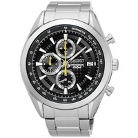 SEIKO 精工 Chronograph系列 SSB175J1 男士石英表 休闲黑盘钢带 三眼计时