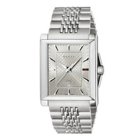 GUCCI 古驰 YA138403 男士石英手表 33.5mm 银色 银色 精钢